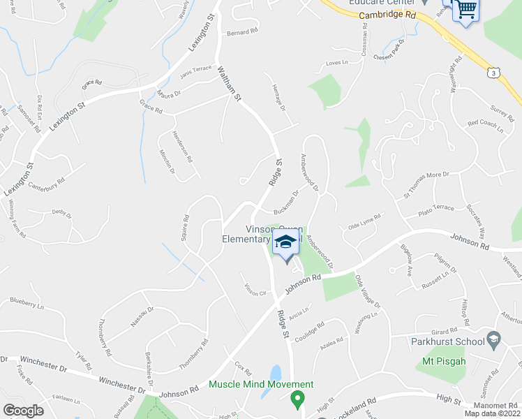 map of restaurants, bars, coffee shops, grocery stores, and more near 1 Buckman Drive in Winchester