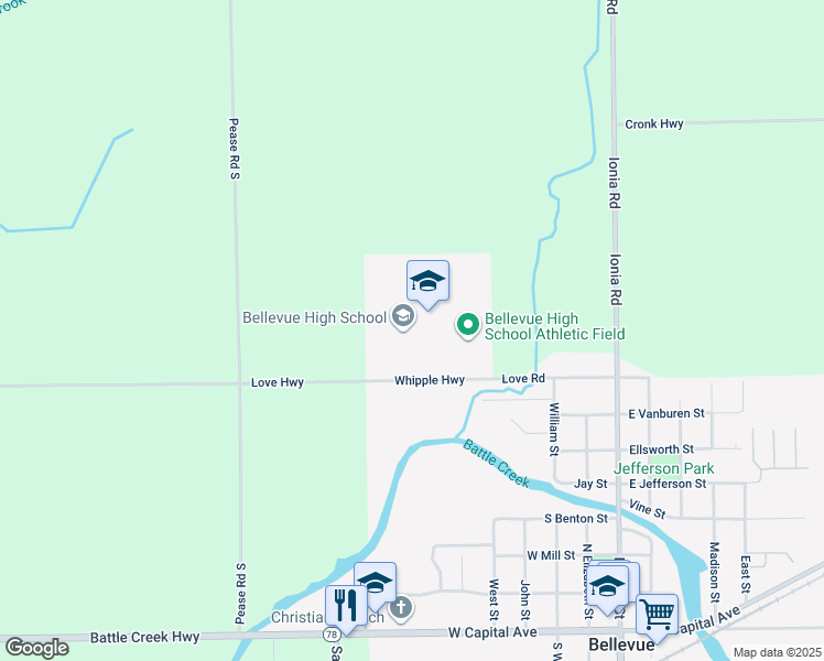 map of restaurants, bars, coffee shops, grocery stores, and more near 576 Love Road in Bellevue