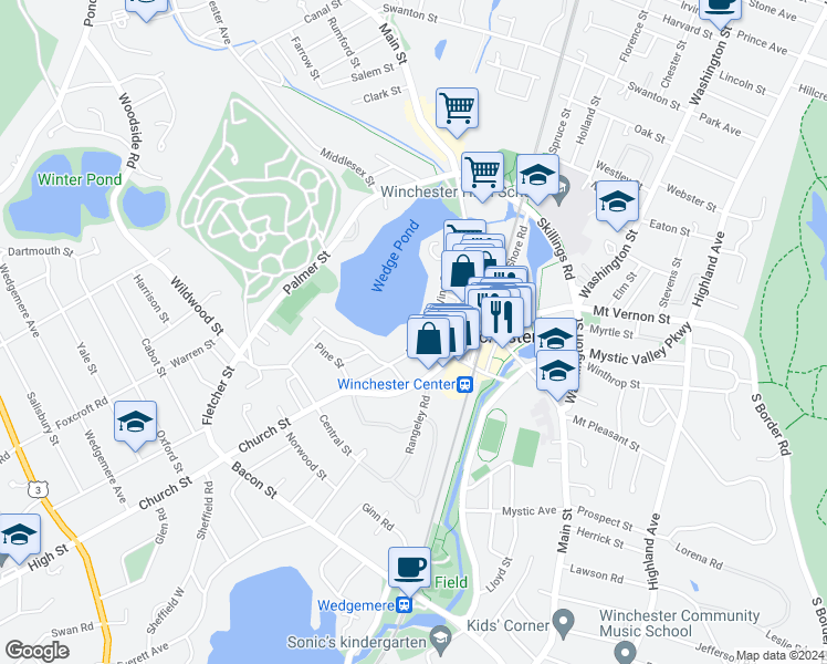 map of restaurants, bars, coffee shops, grocery stores, and more near 15 Dix Street in Winchester