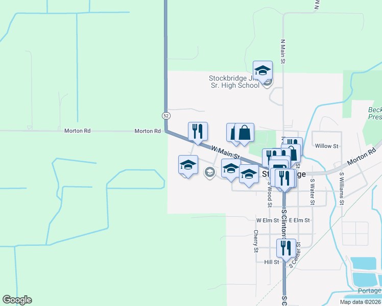 map of restaurants, bars, coffee shops, grocery stores, and more near 222 Western Avenue in Stockbridge