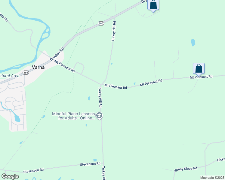 map of restaurants, bars, coffee shops, grocery stores, and more near 101 Turkey Hill Road in Ithaca