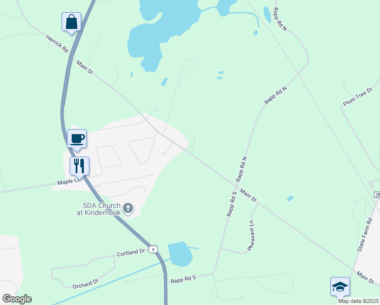 map of restaurants, bars, coffee shops, grocery stores, and more near 549 County Road 28 in Valatie