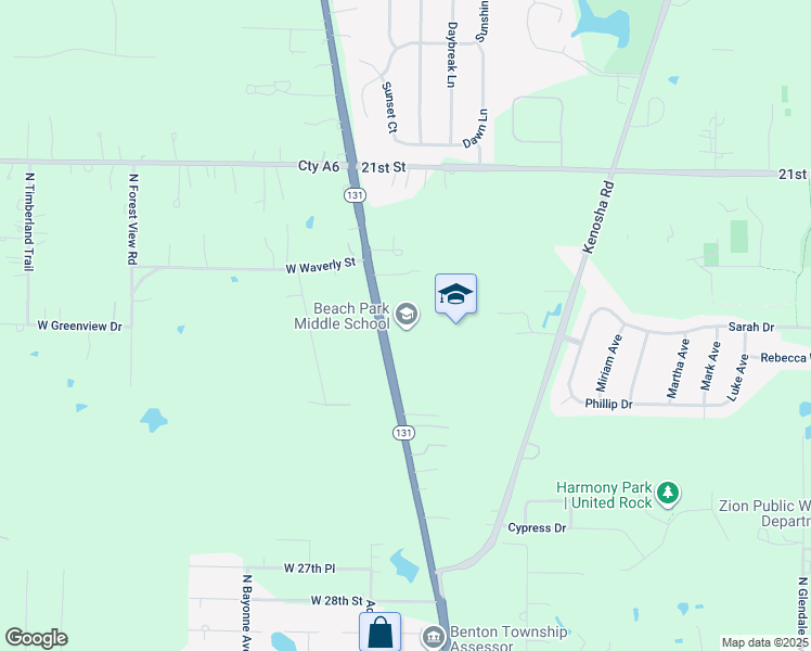 map of restaurants, bars, coffee shops, grocery stores, and more near 40667 North Green Bay Road in Beach Park