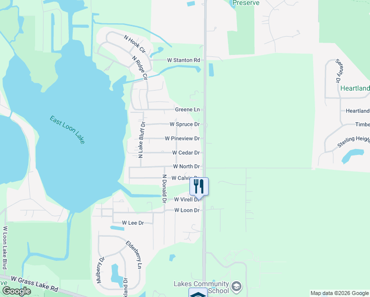 map of restaurants, bars, coffee shops, grocery stores, and more near 22044 West Cedar Drive in Antioch