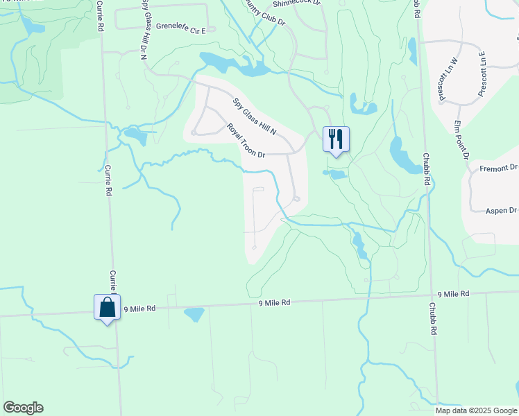 map of restaurants, bars, coffee shops, grocery stores, and more near 22670 Indianwood Drive in South Lyon
