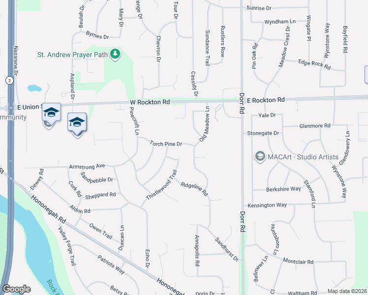 map of restaurants, bars, coffee shops, grocery stores, and more near 1528 Torch Pine Drive in Rockton