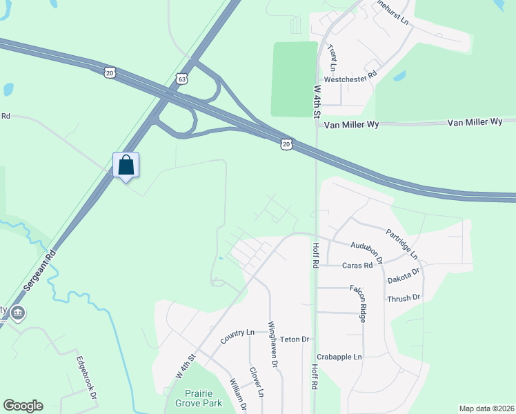 map of restaurants, bars, coffee shops, grocery stores, and more near 2332 Dusty Road in Waterloo
