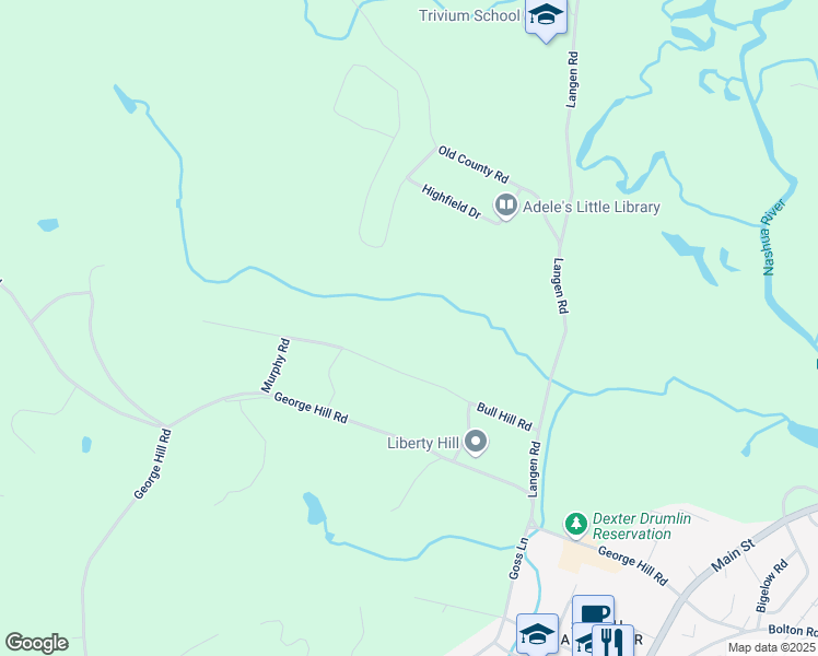 map of restaurants, bars, coffee shops, grocery stores, and more near 135 Bull Hill Road in Lancaster