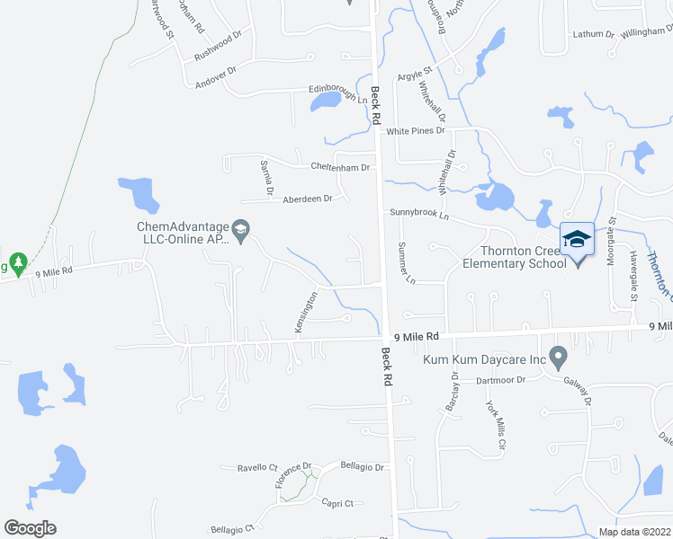 map of restaurants, bars, coffee shops, grocery stores, and more near 47577 Baldwin Court in Novi