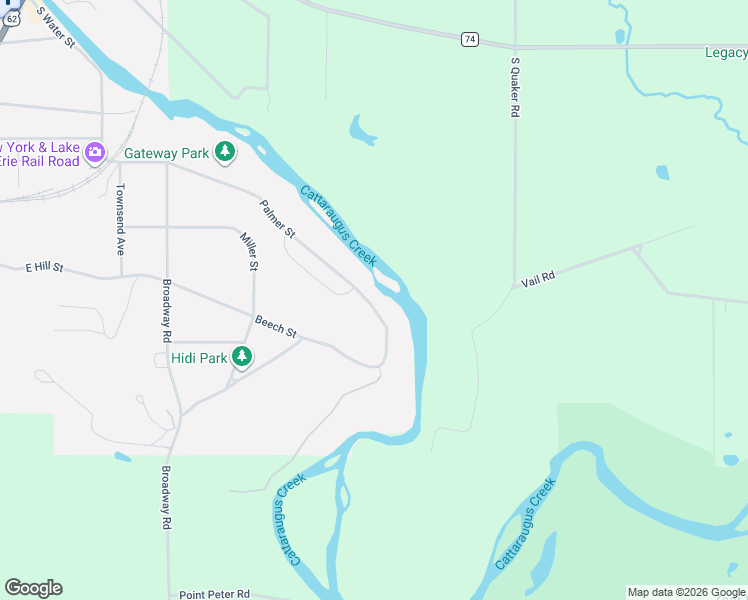 map of restaurants, bars, coffee shops, grocery stores, and more near 352 Palmer Street in Gowanda