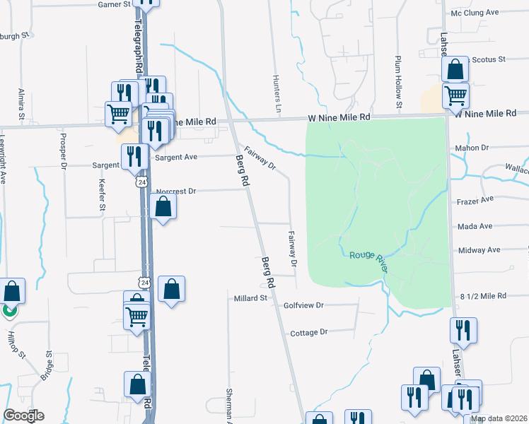 map of restaurants, bars, coffee shops, grocery stores, and more near in 