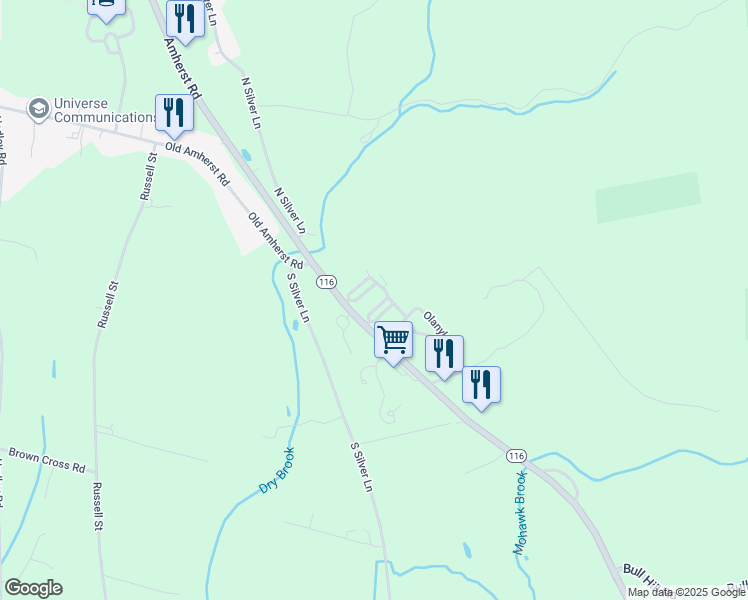 map of restaurants, bars, coffee shops, grocery stores, and more near 267 Amherst Road in Sunderland