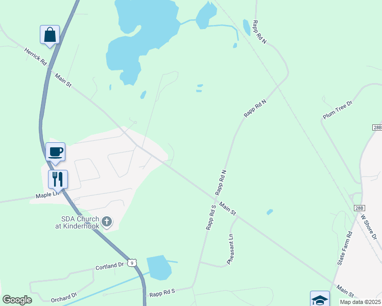 map of restaurants, bars, coffee shops, grocery stores, and more near 549 County Road 28 in Valatie