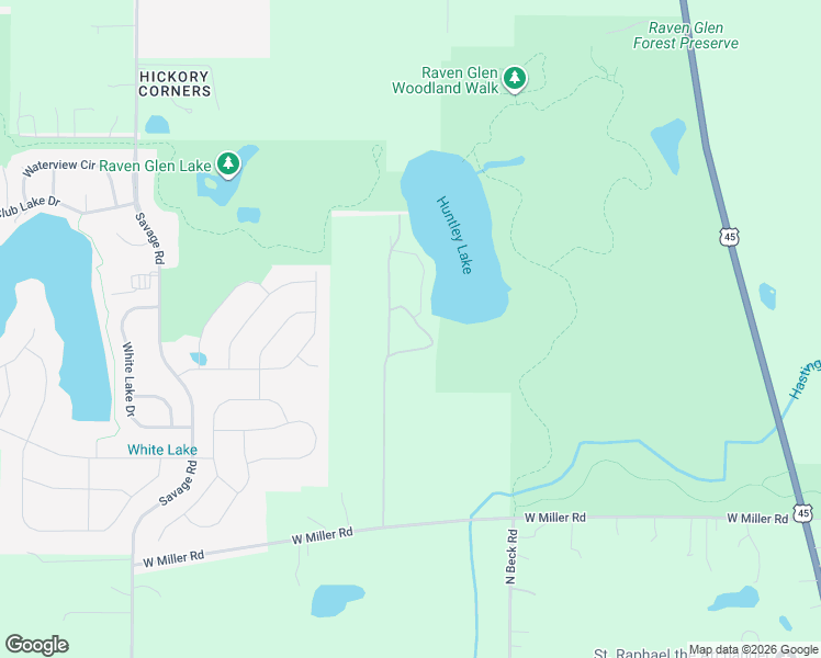 map of restaurants, bars, coffee shops, grocery stores, and more near 20190 West Miller Road in Antioch