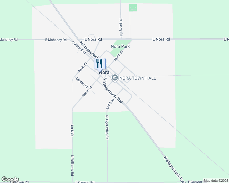 map of restaurants, bars, coffee shops, grocery stores, and more near 5643 North Stagecoach Trail in Nora