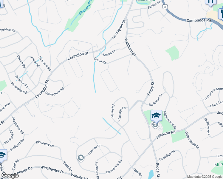 map of restaurants, bars, coffee shops, grocery stores, and more near 15 Henderson Road in Woburn