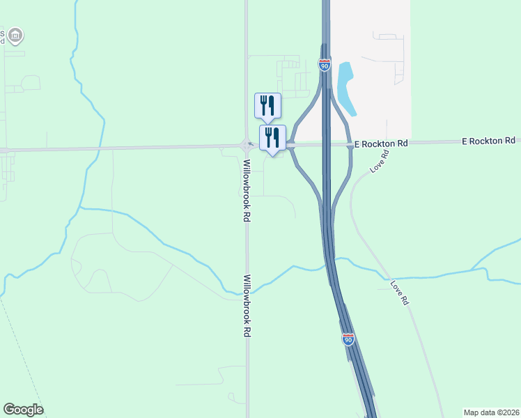 map of restaurants, bars, coffee shops, grocery stores, and more near 6015 Performance Drive in Roscoe