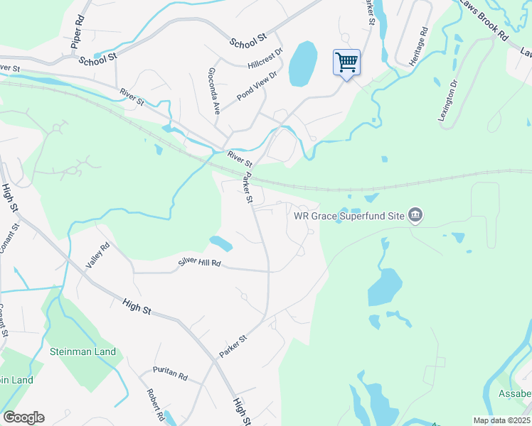 map of restaurants, bars, coffee shops, grocery stores, and more near 126 Parker Street in Acton