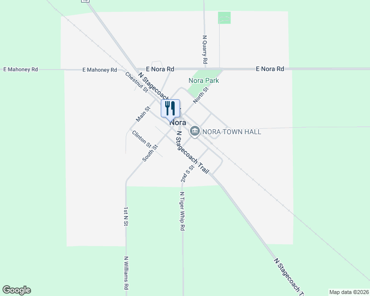 map of restaurants, bars, coffee shops, grocery stores, and more near 5643 North Stagecoach Trail in Nora