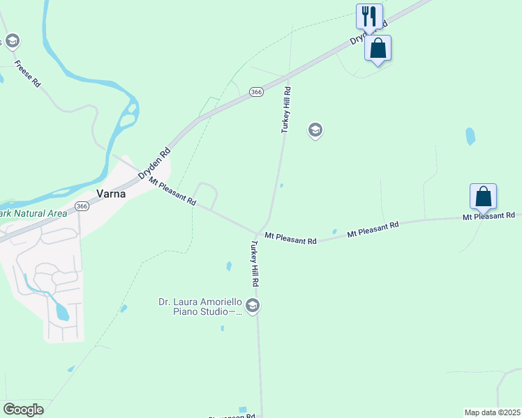 map of restaurants, bars, coffee shops, grocery stores, and more near 84 Turkey Hill Rd in Ithaca
