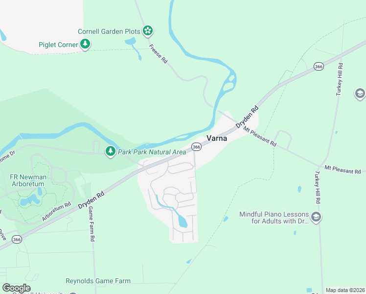 map of restaurants, bars, coffee shops, grocery stores, and more near 928 Dryden Road in Ithaca