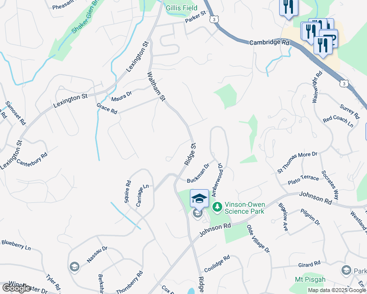 map of restaurants, bars, coffee shops, grocery stores, and more near 2 Fieldstone Drive in Winchester