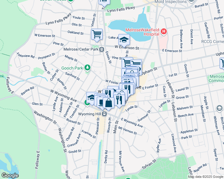 map of restaurants, bars, coffee shops, grocery stores, and more near 9 Berwick Place in Melrose