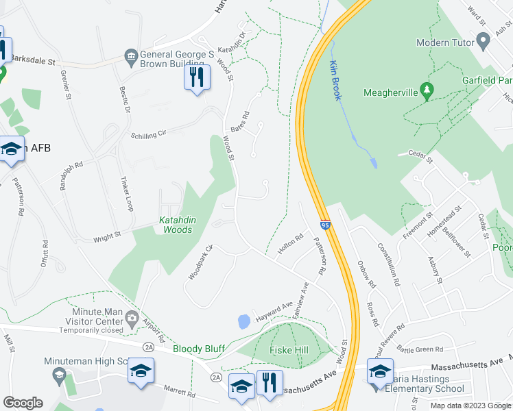 map of restaurants, bars, coffee shops, grocery stores, and more near 5 Conestoga Road in Lexington