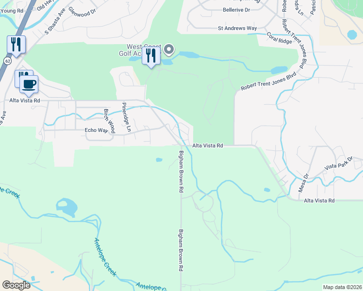 map of restaurants, bars, coffee shops, grocery stores, and more near 967 Alta Vista Road in Eagle Point