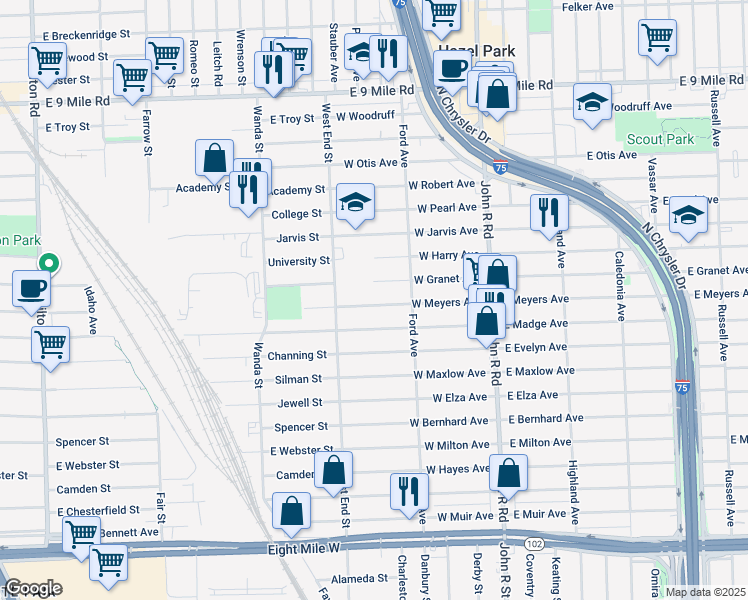 386 West Meyers Avenue, Hazel Park MI Walk Score