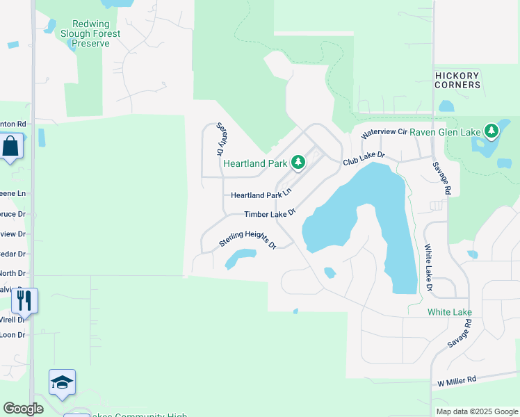map of restaurants, bars, coffee shops, grocery stores, and more near 902 Timber Lake Drive in Antioch