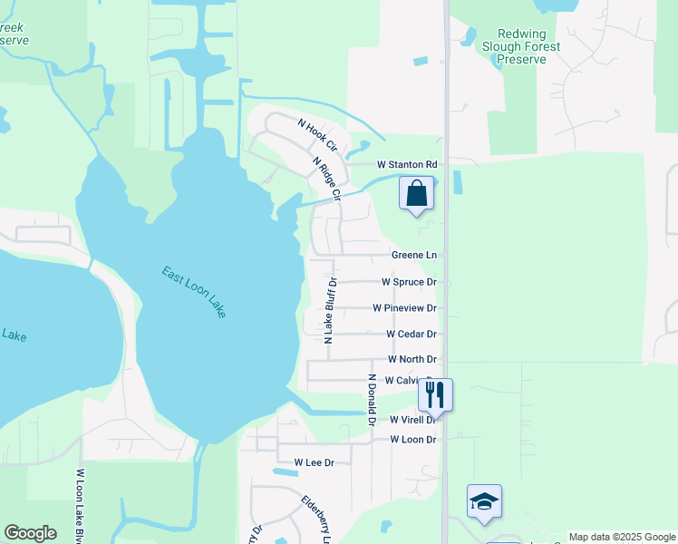 map of restaurants, bars, coffee shops, grocery stores, and more near 40717 North Lake Bluff Drive in Antioch
