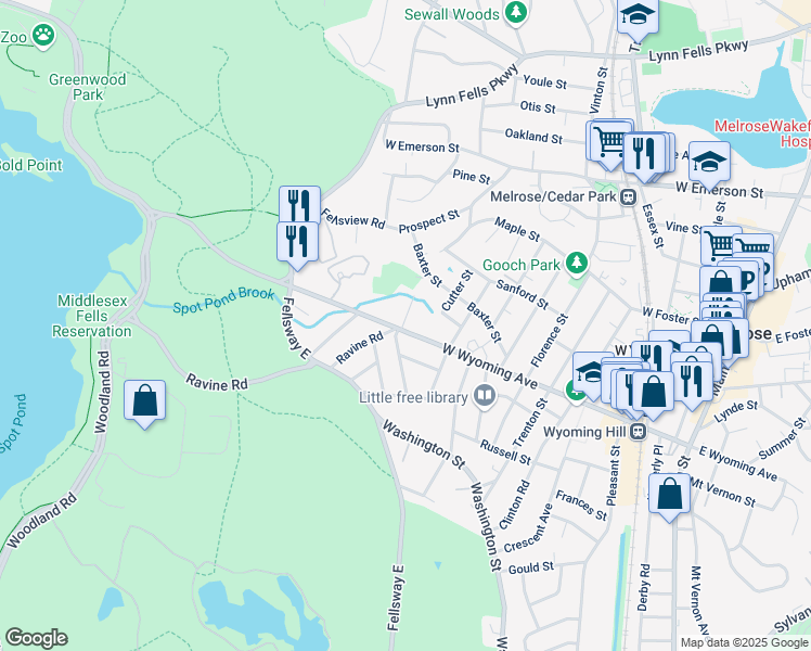 map of restaurants, bars, coffee shops, grocery stores, and more near 248 West Wyoming Avenue in Melrose