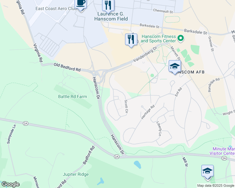 map of restaurants, bars, coffee shops, grocery stores, and more near 30 Scott Cir in Lincoln