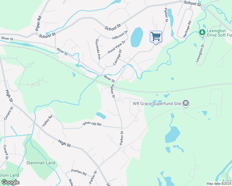 map of restaurants, bars, coffee shops, grocery stores, and more near 126 Parker Street in Acton