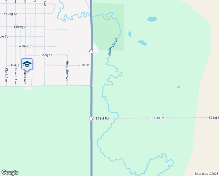 map of restaurants, bars, coffee shops, grocery stores, and more near in Bazile Mills