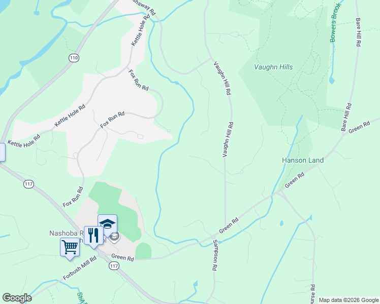 map of restaurants, bars, coffee shops, grocery stores, and more near 70 Vaughn Hill Road in Bolton