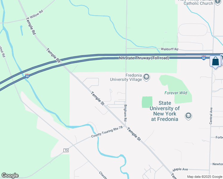 map of restaurants, bars, coffee shops, grocery stores, and more near 441 Temple Street in Fredonia