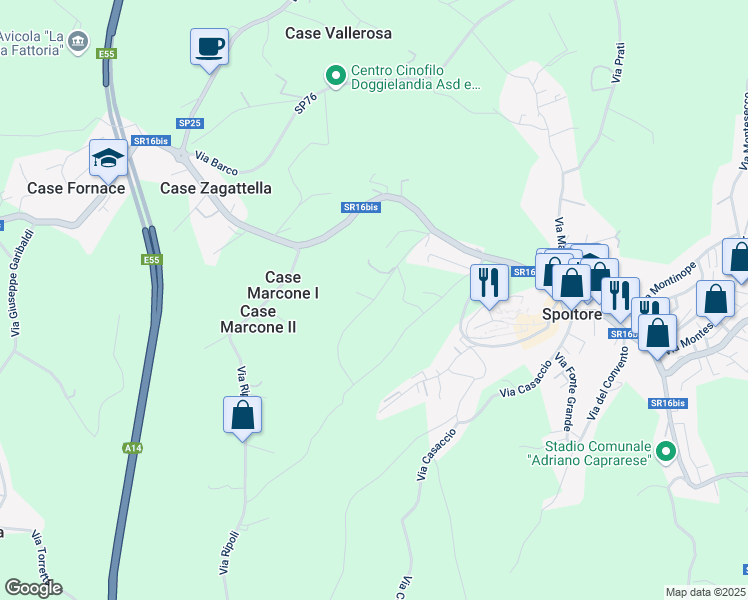 map of restaurants, bars, coffee shops, grocery stores, and more near 3 Strada Fonte Fredda in Provincia di Pescara