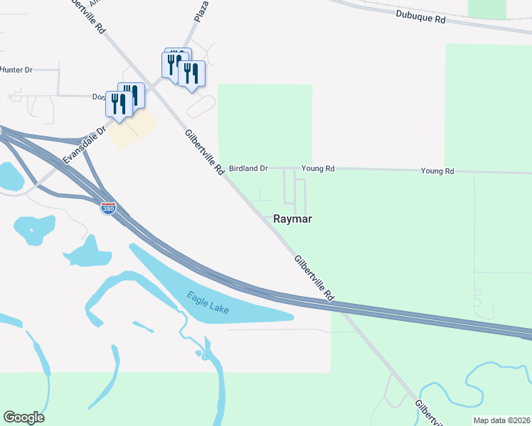 map of restaurants, bars, coffee shops, grocery stores, and more near 150-198 Roseland Drive in Evansdale