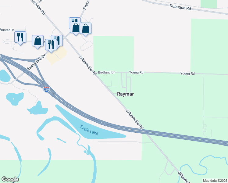 map of restaurants, bars, coffee shops, grocery stores, and more near 150-198 Roseland Drive in Evansdale