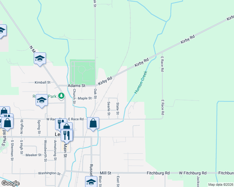 map of restaurants, bars, coffee shops, grocery stores, and more near 601 Kirby Road in Leslie