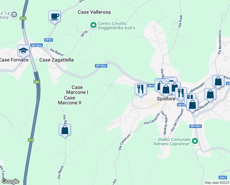 map of restaurants, bars, coffee shops, grocery stores, and more near 3 Strada Fonte Fredda in Provincia di Pescara