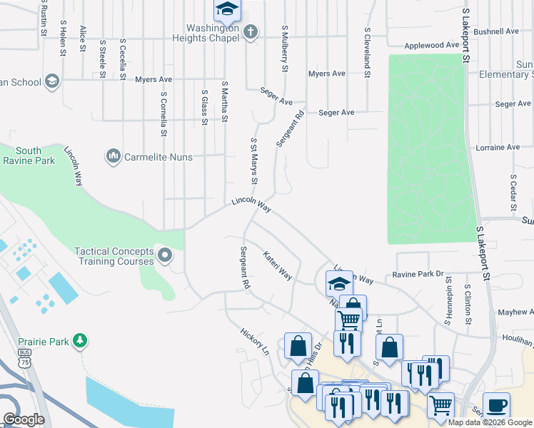 map of restaurants, bars, coffee shops, grocery stores, and more near in Sioux City