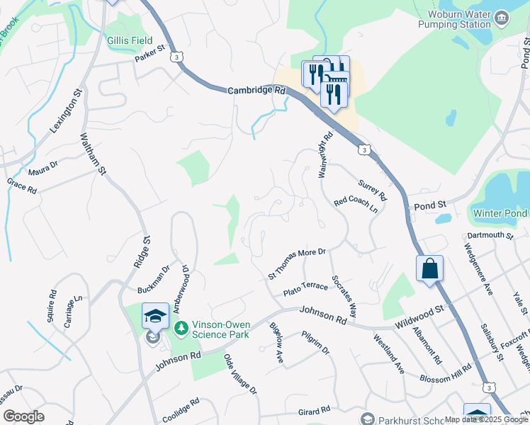 map of restaurants, bars, coffee shops, grocery stores, and more near Unnamed Road in Winchester