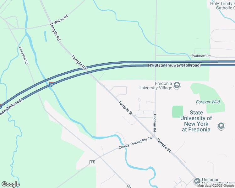 map of restaurants, bars, coffee shops, grocery stores, and more near 94 Wisteria Drive in Fredonia