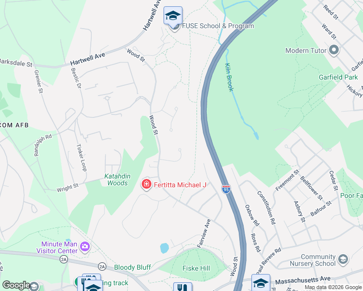 map of restaurants, bars, coffee shops, grocery stores, and more near 15 Conestoga Road in Lexington