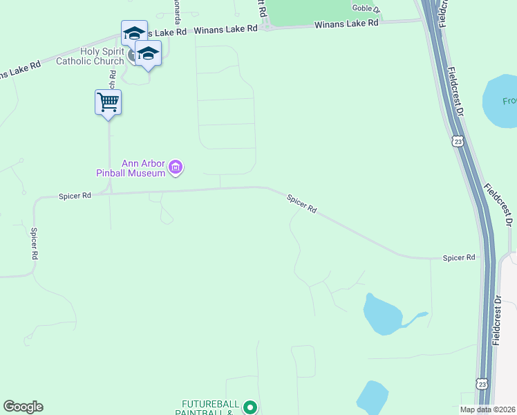 map of restaurants, bars, coffee shops, grocery stores, and more near 9150 Spicer Road in Brighton