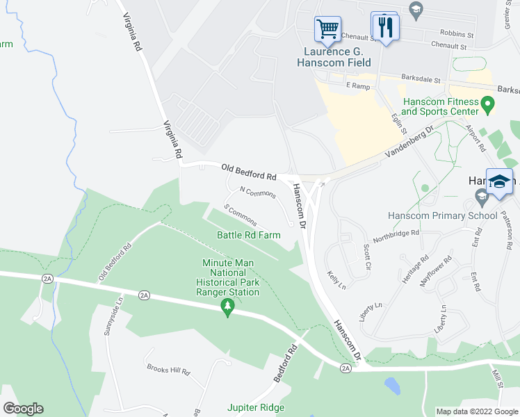 map of restaurants, bars, coffee shops, grocery stores, and more near 23 South Commons in Lincoln