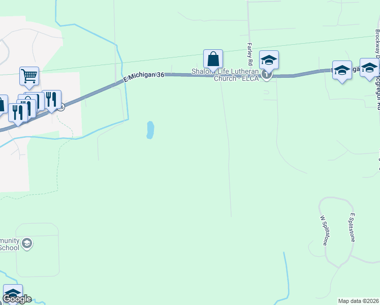 map of restaurants, bars, coffee shops, grocery stores, and more near 9500-10198 Meadow Lane in Pinckney